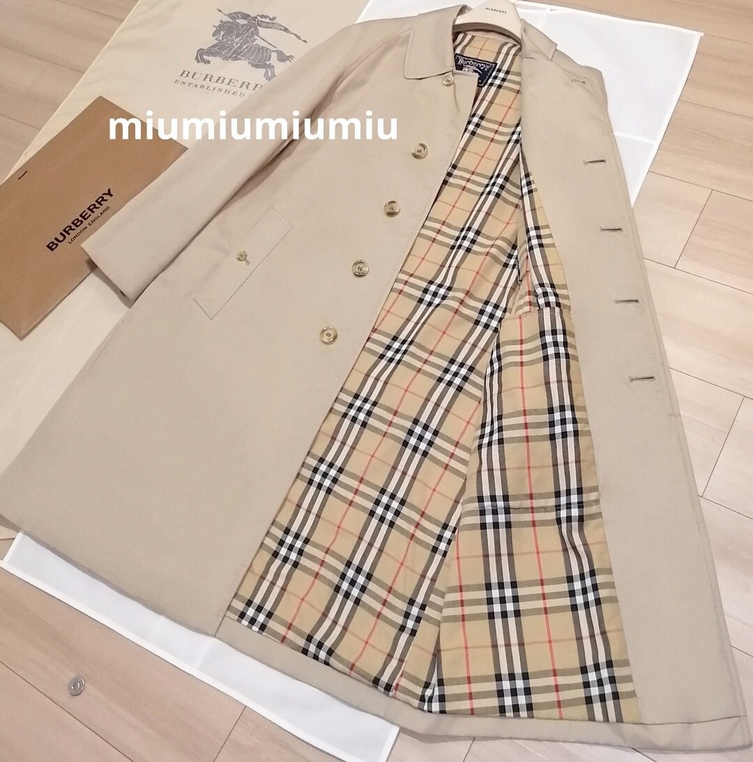 本物上質● Burberrys バーバリー バーバリーロンドン BURBERRY LONDON ステンカラーコート ノバチェック ベージュ トレンチコート L XLの画像4