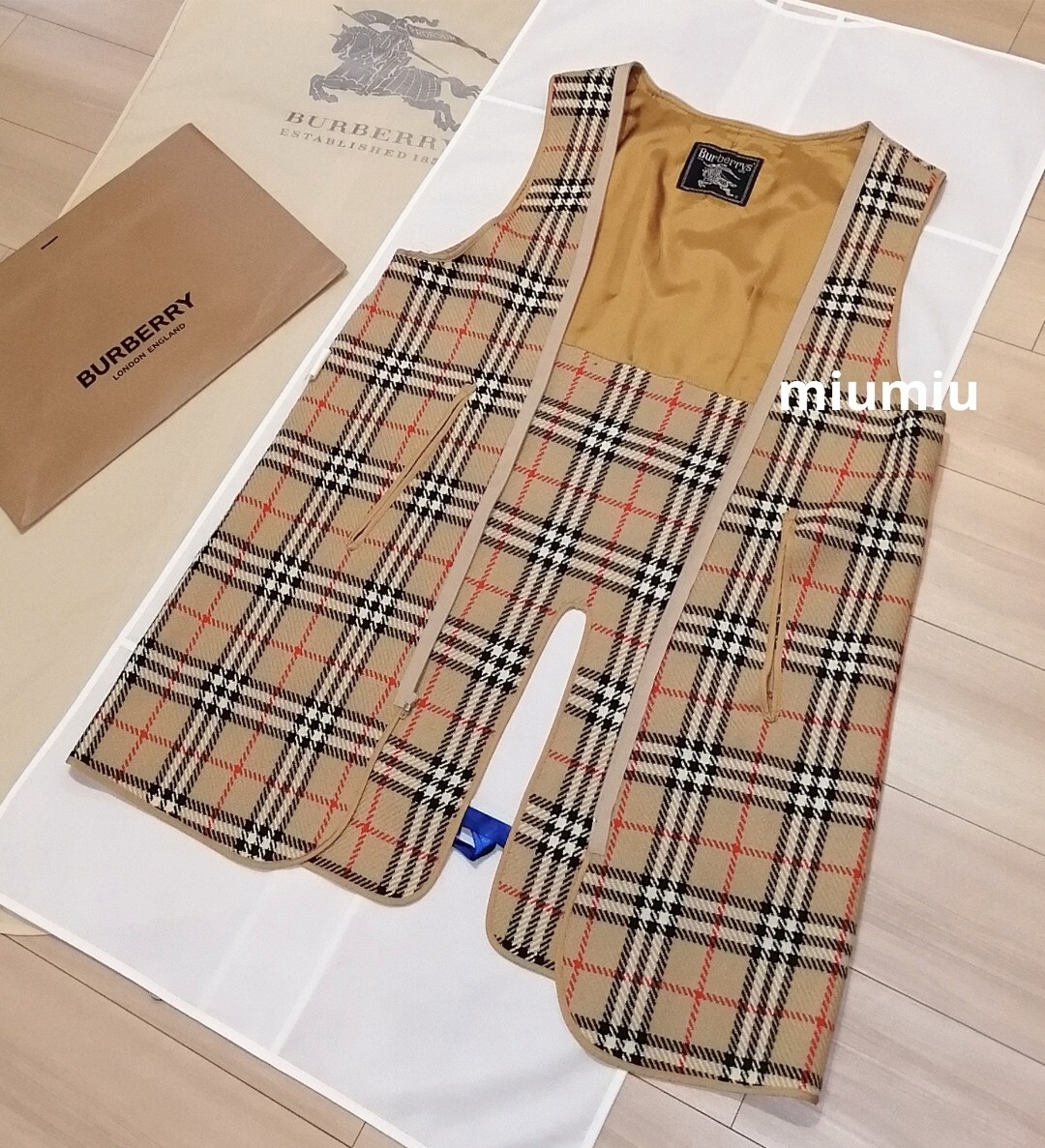  конечная цена * подлинный товар прекрасное качество *Burberrys Burberry BURBERRY пальто с отложным воротником тренчкот noba проверка хаки бежевый M подкладка 