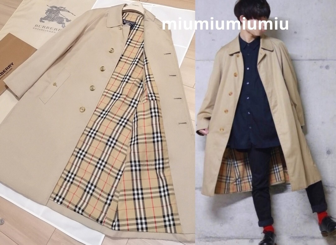 本物上質● Burberrys バーバリー バーバリーロンドン BURBERRY LONDON ステンカラーコート ノバチェック ベージュ トレンチコート L XLの画像2