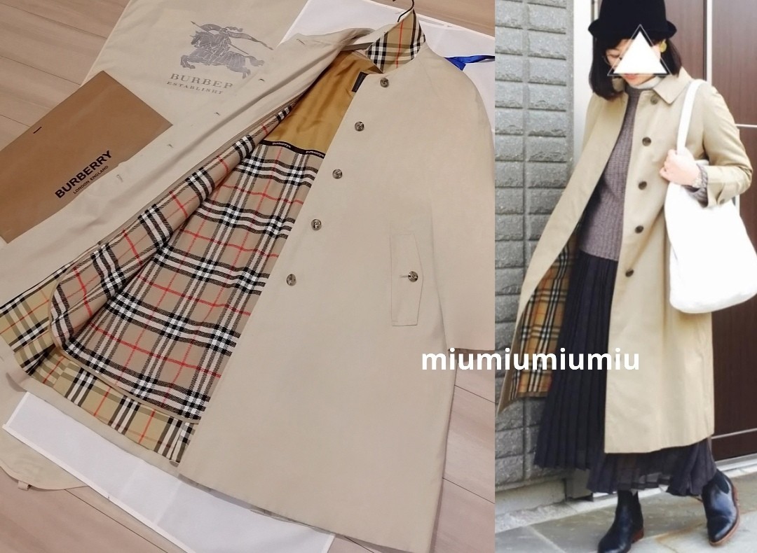 本物上質●　バーバリー BURBERRY Burberrys バーバリーズ ステンカラーコート ノバチェック トレンチコート バーバリーロンドン S M_画像1