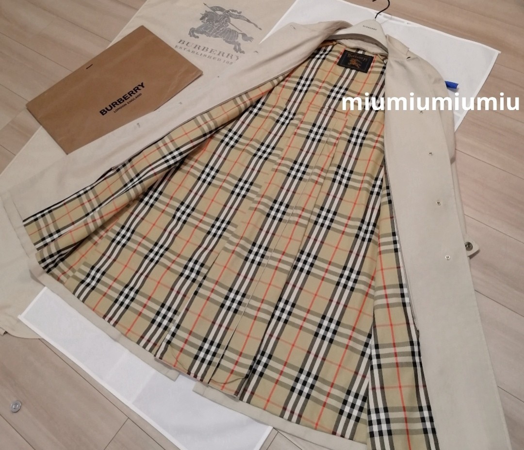 本物上質●　バーバリー BURBERRY Burberrys バーバリーズ ステンカラーコート ノバチェック トレンチコート バーバリーロンドン S M_画像6