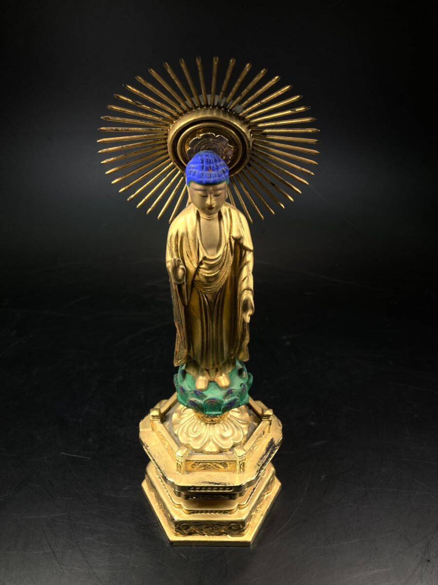 仏教美術 仏像 阿弥陀如来立像 木彫 仏具 木製 立像 仏教 骨董 置物 仏様 仏像_画像3