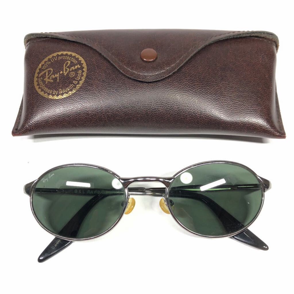 【レイバン】本物 Ray-Ban サングラス B&L ボシュロム ロゴテンプル W2839 シルバー色系×カーキ色 メンズ レディース ケース付 送料520円_画像1