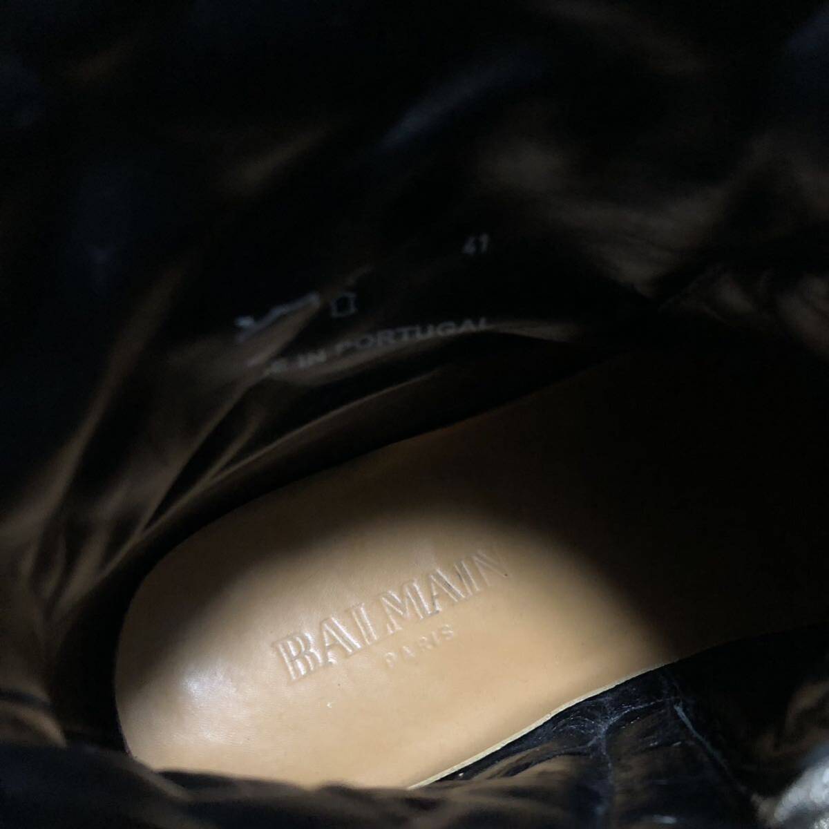 【バルマン】本物 BALMAIN 靴 26cm キルティング ショートブーツ カジュアルシューズ サイドジッパー 本革 レザー 男性用 メンズ 41の画像9