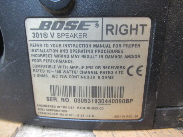 J4493.5 BOSE ボーズ 301 R V スピーカー RIGHT_画像7