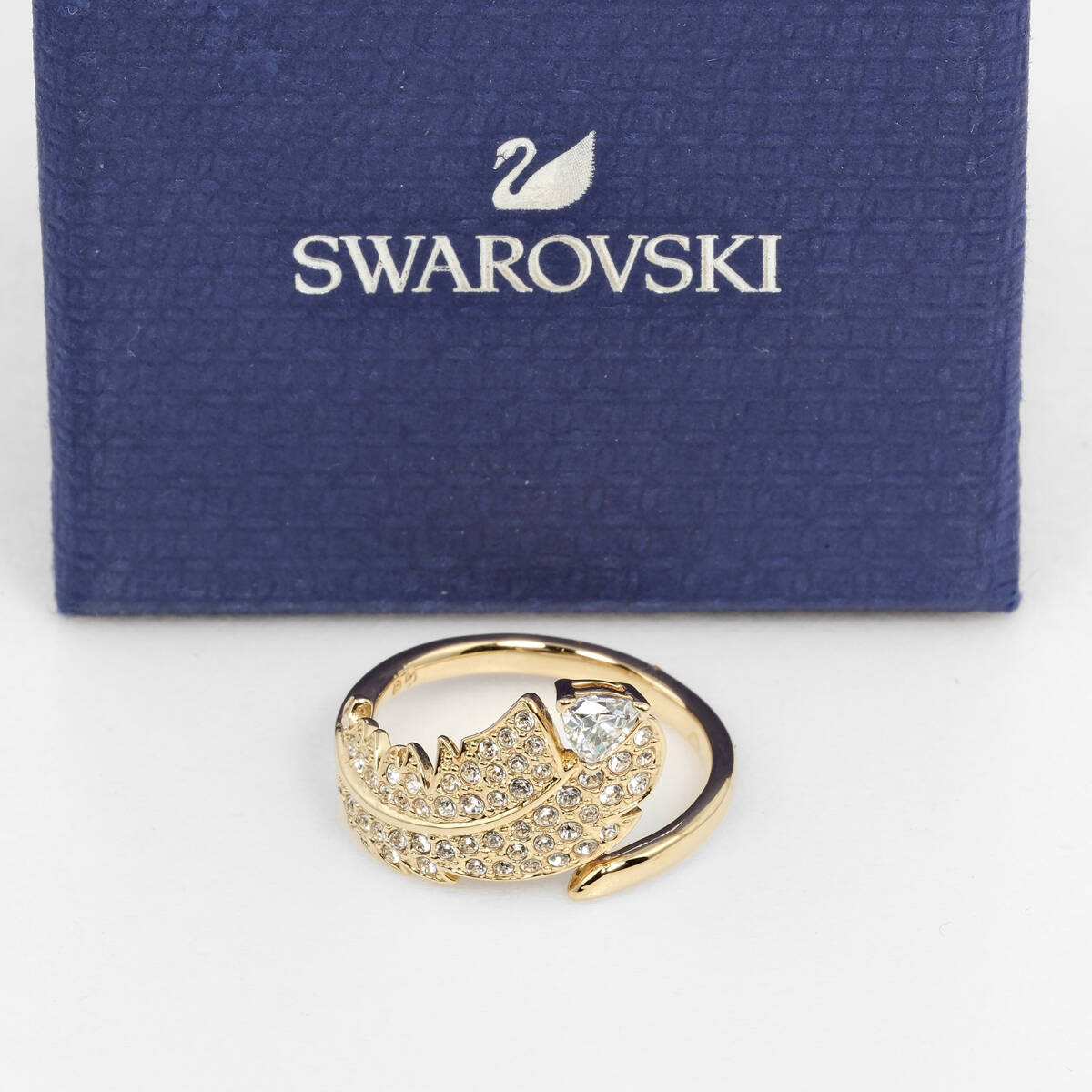 スワロフスキー フェザー 55号 15号 指輪 リング ゴールド色の画像1
