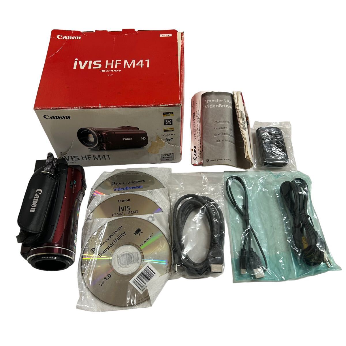 Canon ivis HF M41 цифровая видео камера Canon HD красный с ящиком принадлежности иметь full hi-vision Junk 