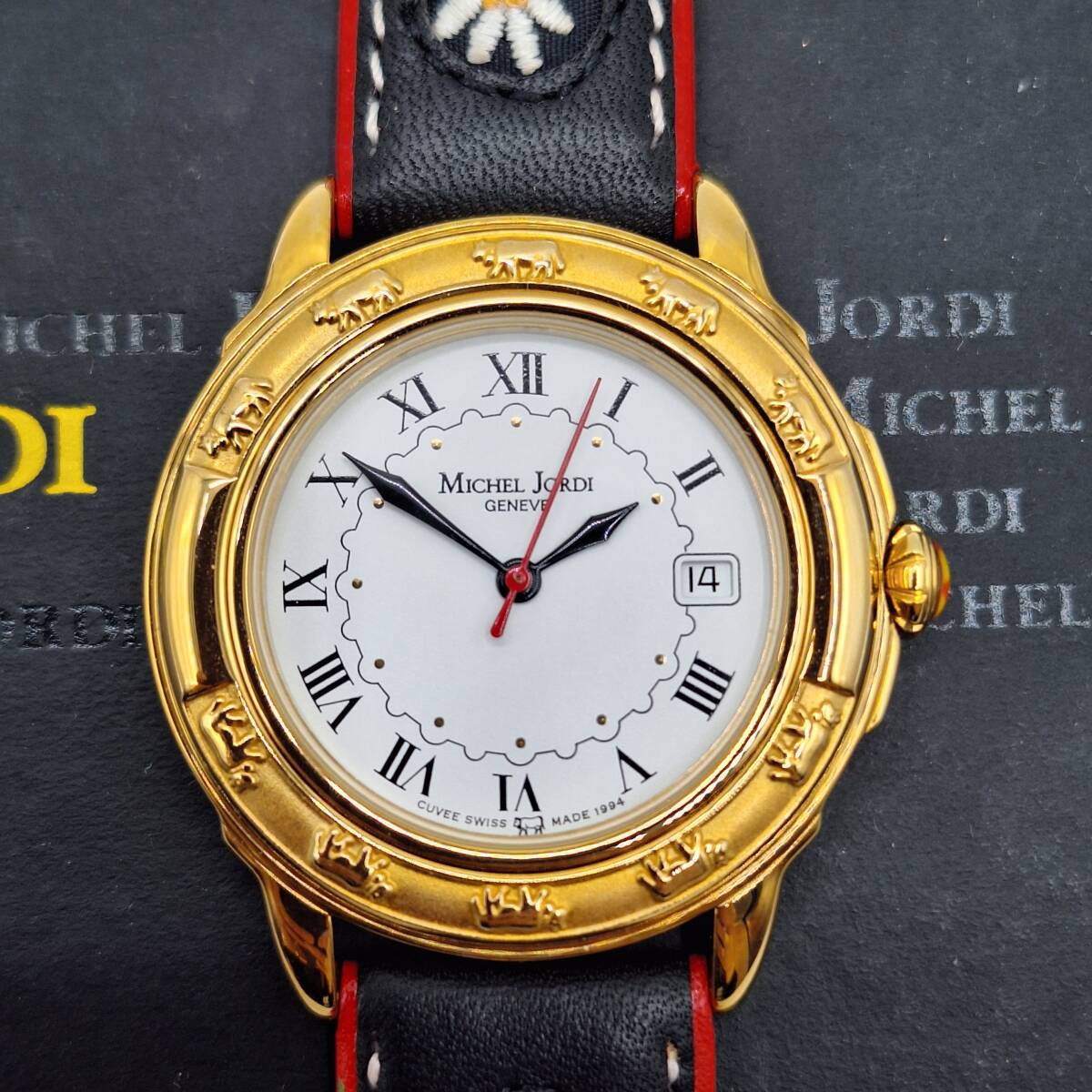 MICHEL JORDI ミシェル ジョルディ 時計 腕時計 未使用 保管品 箱付き クォーツ ゴールド スイス製 3針 【3946】_画像1