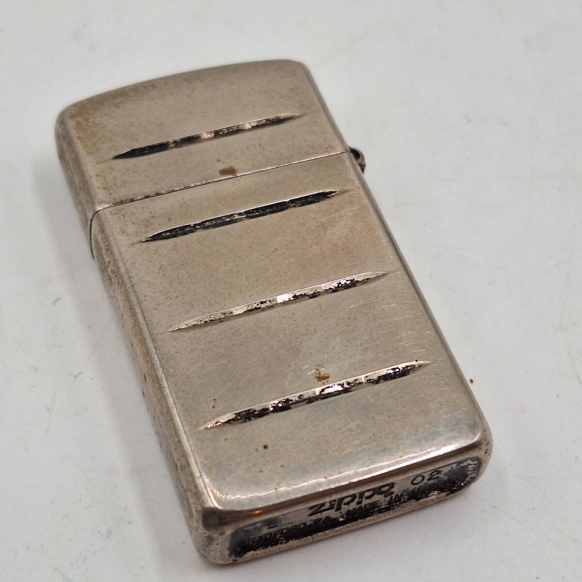 ZIPPO スリム オイルライター ジッポ BRADFORD PA LIGHTER ライター シルバー 着火未確認 喫煙具 made in USA 【3898】_画像6