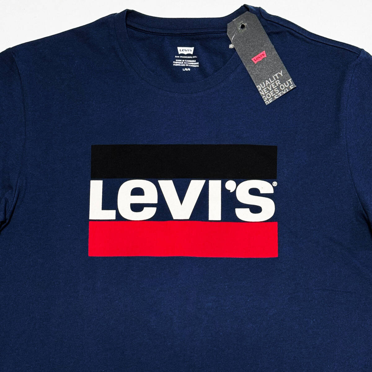 ■Levi's/リーバイス・ロゴプリントTシャツ・ネイビーL新品B■_画像4