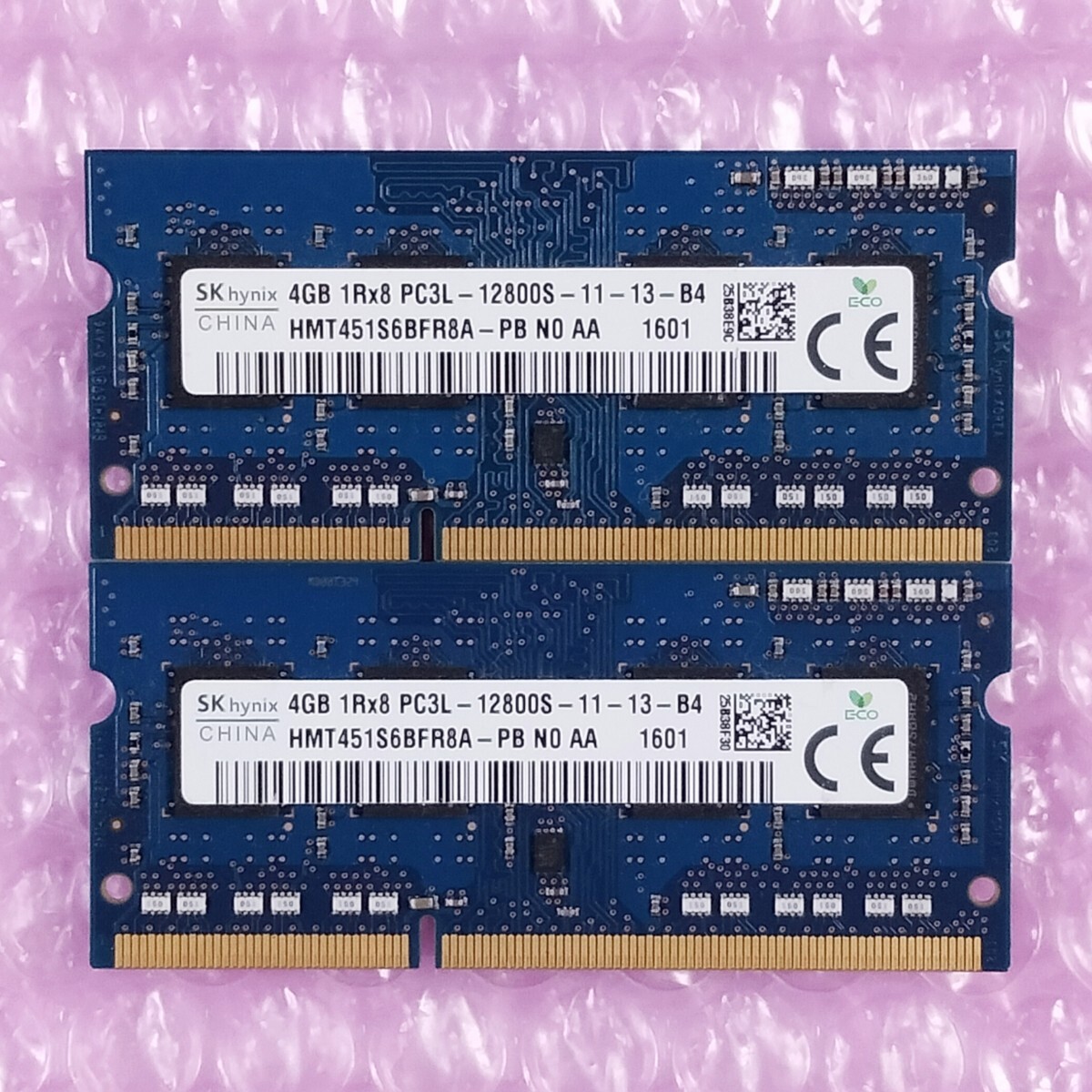 【動作確認済み】SK Hynix DDR3-1600 4GB 2枚 (計8GB) ノートPC用メモリ SO-DIMM PC3L-12800S / 在庫9〜の画像1
