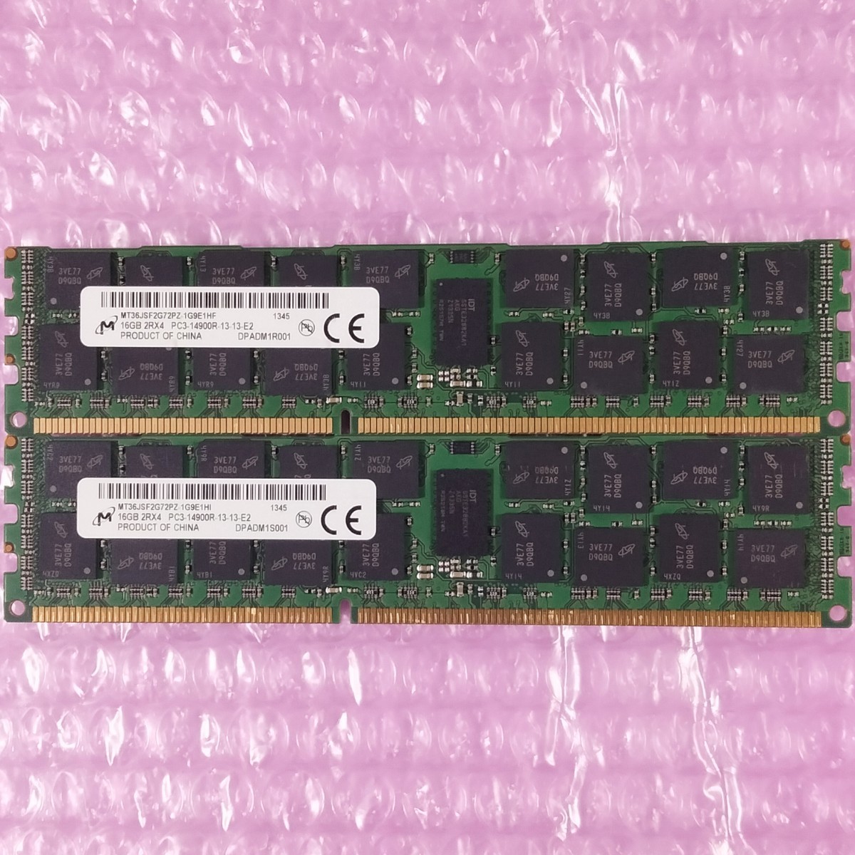 【動作確認済み】Micron DDR3-1866 計32GB (16GB×2枚セット) PC3-14900R ECC Registered RIMM メモリ / 複数入荷の画像1