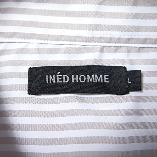 【新品ブランド品】送料無料 イネドオム INED HOMME ストライプ BD ブロード メンズシャツ LL 長袖 ボタンダウン ポケット付き IN3123-20