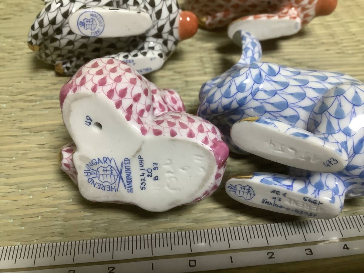 4個 ヘレンド うさぎ フィギュア フィッシュネット HEREND 4個 ヘレンド うさぎ フィギュア フィッシュネット HEREND