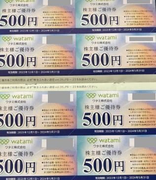 【送料無料】ワタミ　株主優待券 4000円分(500円×8枚) 24年5月まで_画像1