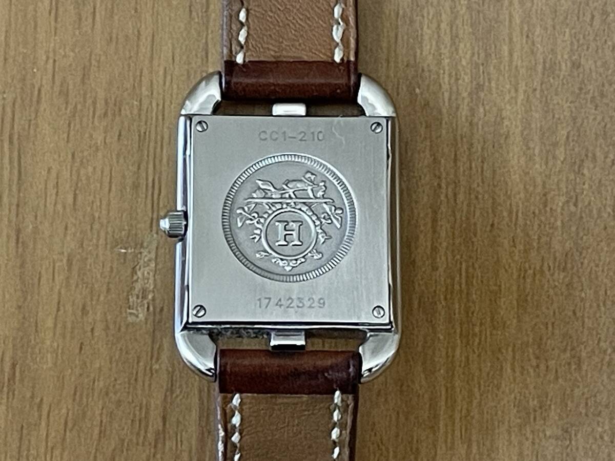 美品！HERMES(エルメス) 腕時計■美品 ケープコッド ダブルトゥール CC1.210 レディース SS/二重巻き革ベルト/□I 白 の画像4