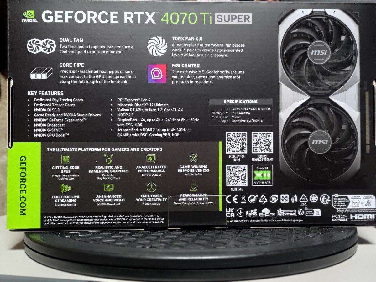 【新品未開封】MSI GeForce RTX 4070 Ti SUPER 16G VENTUS 2X OC　