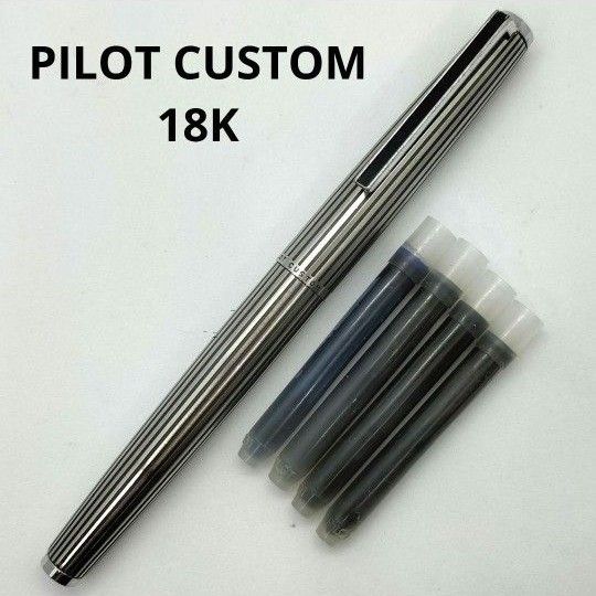 パイロット カスタム 万年筆 18K Fニブ PILOT ストライプ 蝕刻 パイロット カスタム 万年筆 18K Fニブ PILOT ストライプ 蝕刻