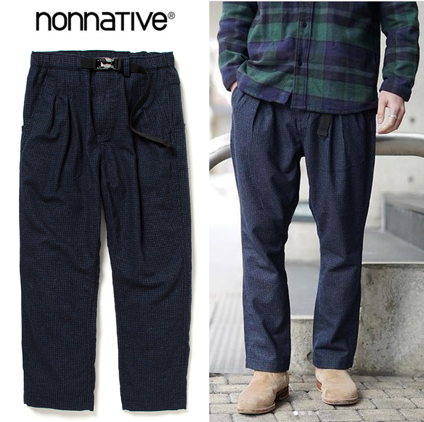 21S/S nonnative ALPINIST EASY PANTS W/C/P/N/A/R TWEED GUN CLUB PLAID WITH FIDLOCK BUCKLE ネイビー 1 ワイドパンツ 春夏 39thの画像1