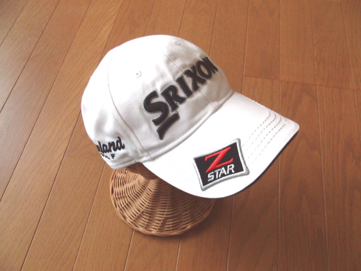 即決良好!!抗菌防臭SRIXON刺繍入りGOLFキャップ【Cleveland】スリクソンZ STARゴルフキャップ白×黒☆ダンロップスポーツ松山英樹の画像1