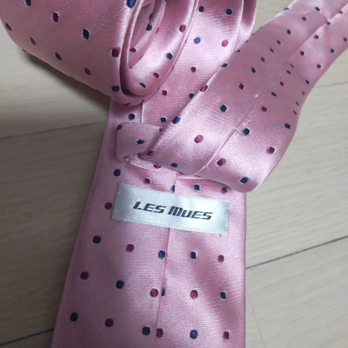 AOKI レミュー 光沢 ピンク ドット 水玉 シルク 結婚式 入学式 ネクタイ