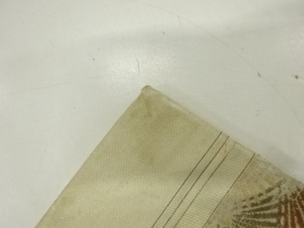 ys6897076; 荒波に笠松模様織り出し名古屋帯（材料）【アンティーク】【着】_画像7