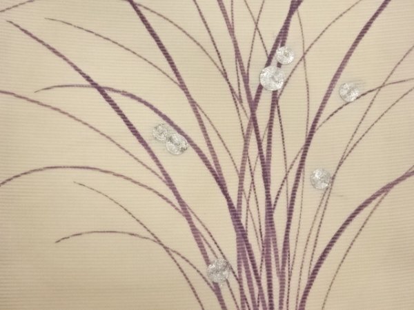 ys6905958; 絽銀駒刺繍手描き芝に雫模様名古屋帯【着】_画像4