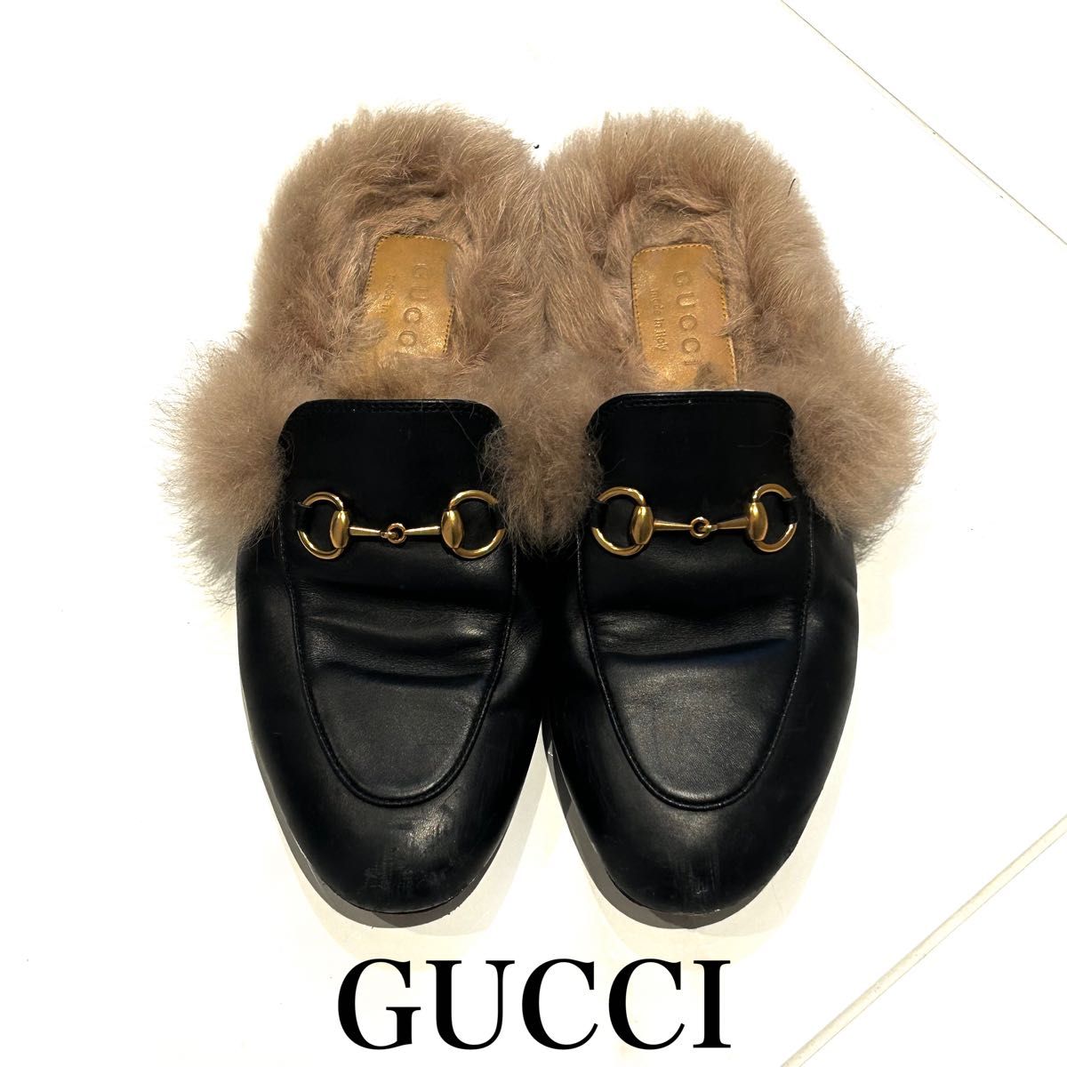 GUCCI グッチ プリンスタウン ファー サンダル スリッパ 36 ビー GUCCI グッチ プリンスタウン ファー サンダル スリッパ 36 ビー