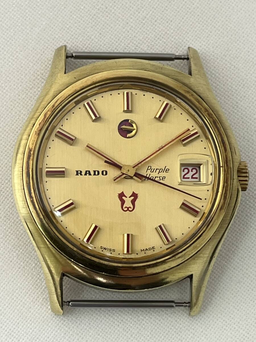 【M30】RADO Purple Horse cal.2472 25石 11795 自動巻き 手巻き機構付き イカリマーク有り メンズ腕時計 稼働品 アンティーク時計_画像1