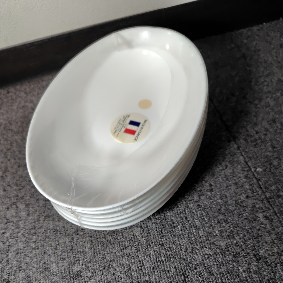 未使用★未開封★6枚セット★ヤマザキ春のパン祭り2003年 白いお皿 カレー皿 フランス製 強化ガラス 楕円形の画像1