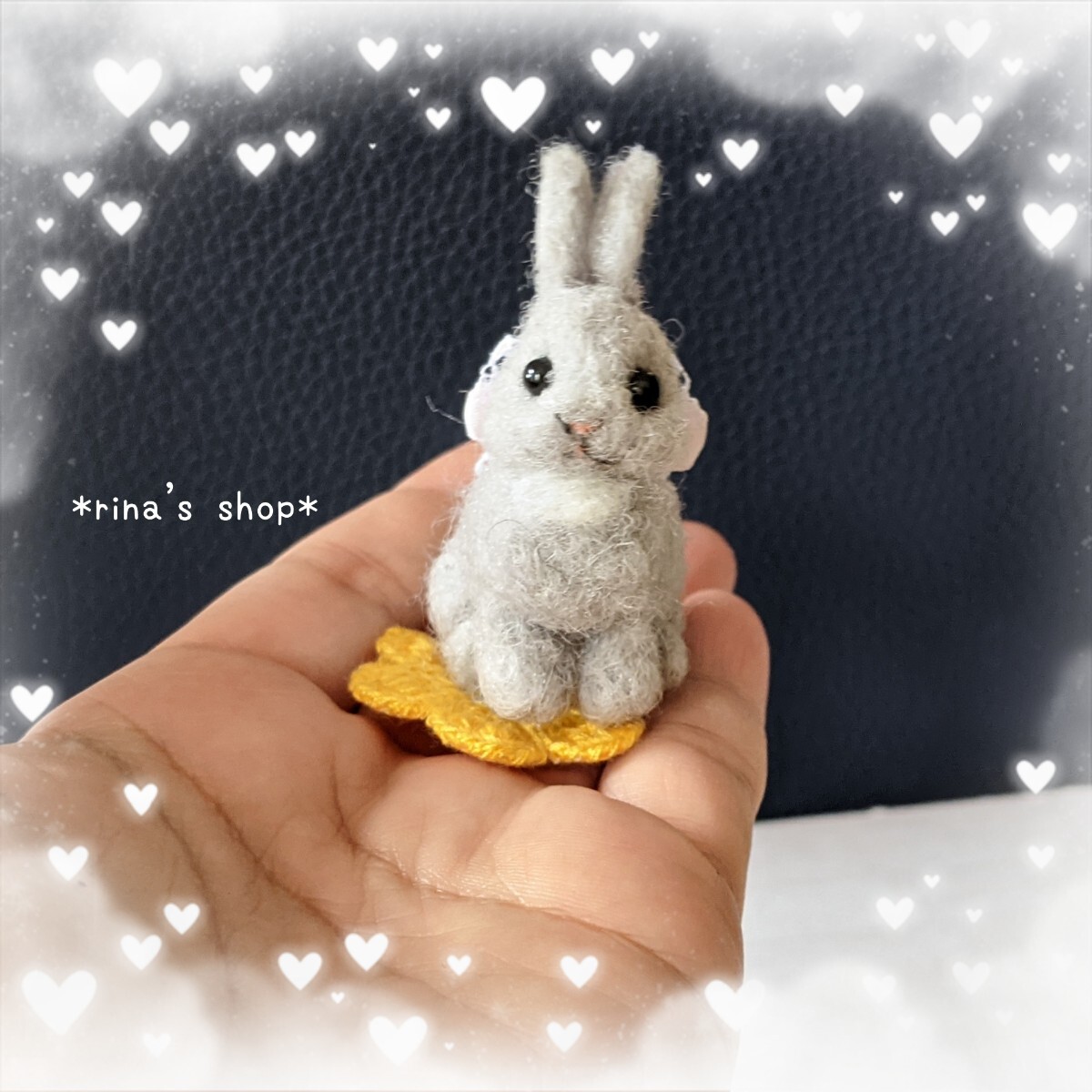 *rina's shop*5cmネザーランドドワーフ グレーうさぎさん*ハンドメイド*羊毛フェルト*ブライス*ペットロス*インテリア*ミニチュア*雑貨_画像6