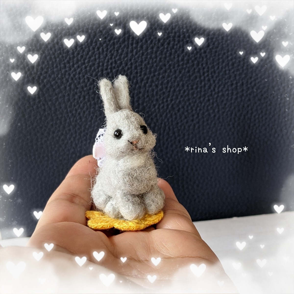 *rina's shop*5cmネザーランドドワーフ グレーうさぎさん*ハンドメイド*羊毛フェルト*ブライス*ペットロス*インテリア*ミニチュア*雑貨_画像5