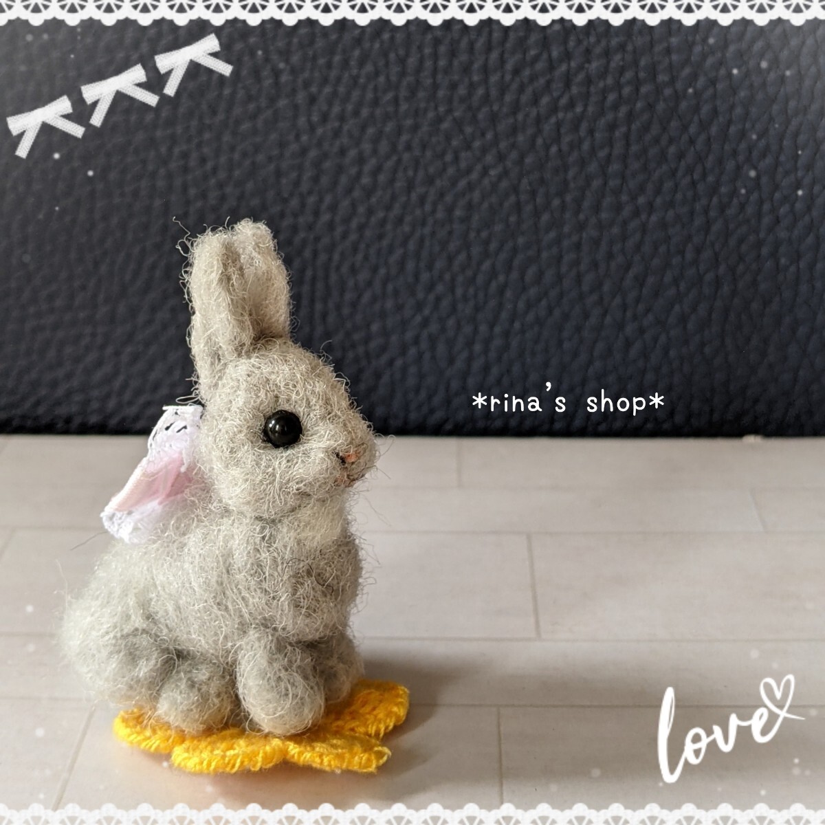 *rina's shop*5cmネザーランドドワーフ グレーうさぎさん*ハンドメイド*羊毛フェルト*ブライス*ペットロス*インテリア*ミニチュア*雑貨_画像8