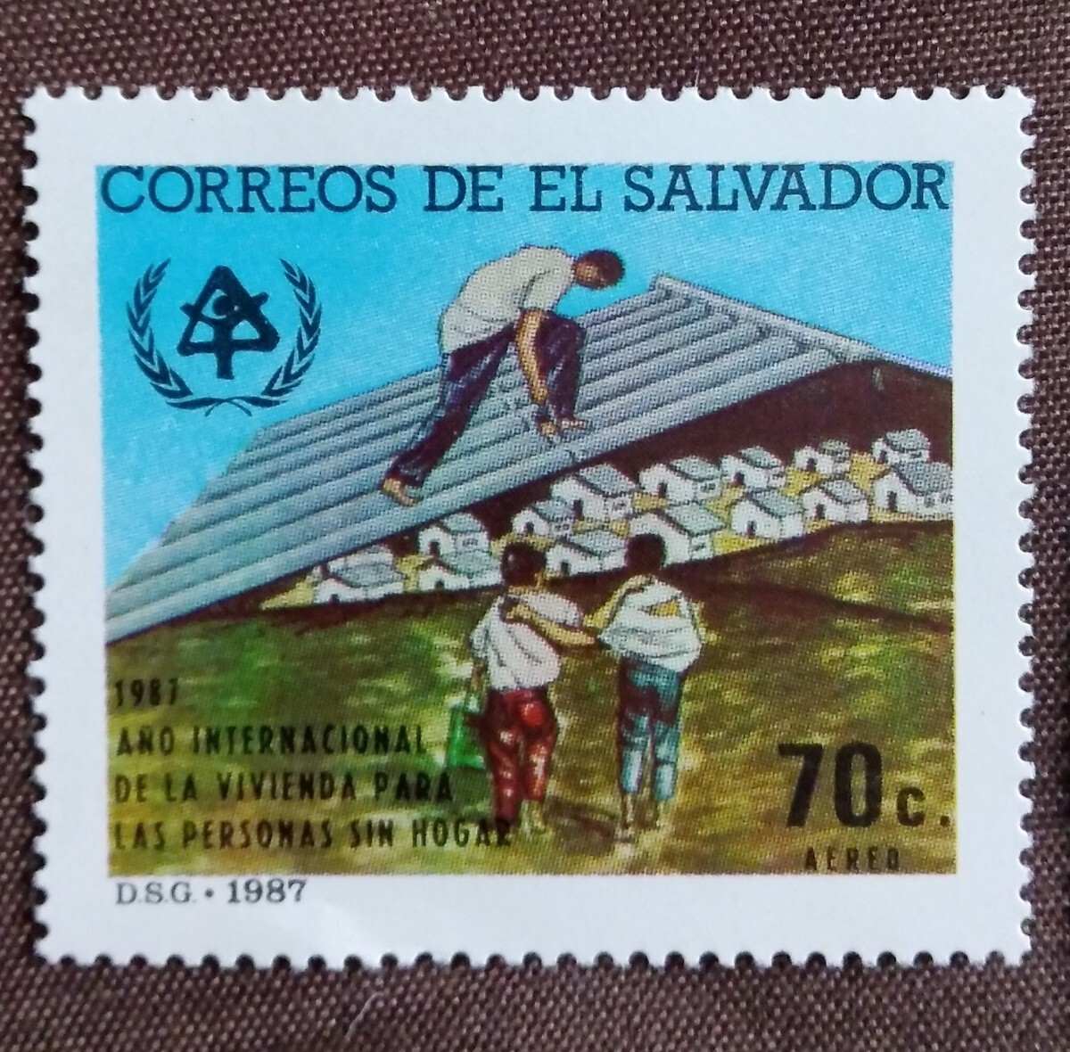 エルサルバドル 1987 国際ホームレス保護年 国際ホームレス住居年 2完 未使用糊なし 建築 福祉 生活 住宅 家の画像3