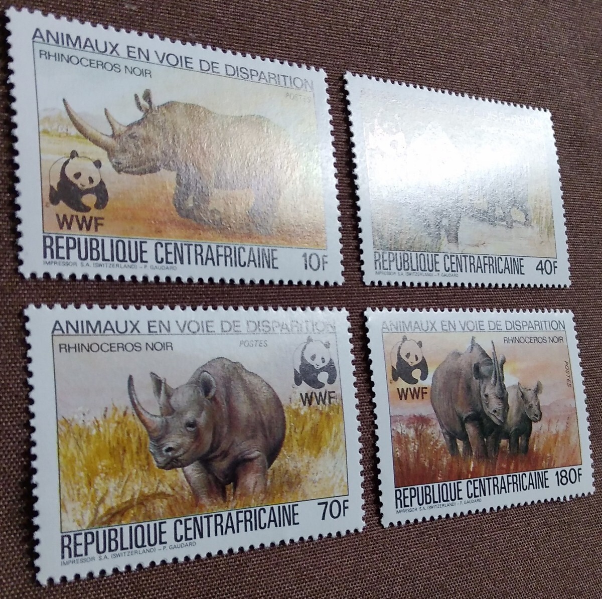 中央アフリカ 1983 サイ WWF （世界自然保護基金） 4完 未使用糊あり 動物 自然の画像7