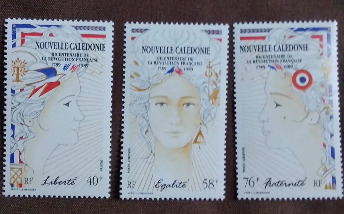 フランス領ニューカレドニア  1989 フランス革命200年 3完 未使用糊あり 平等 歴史の画像1