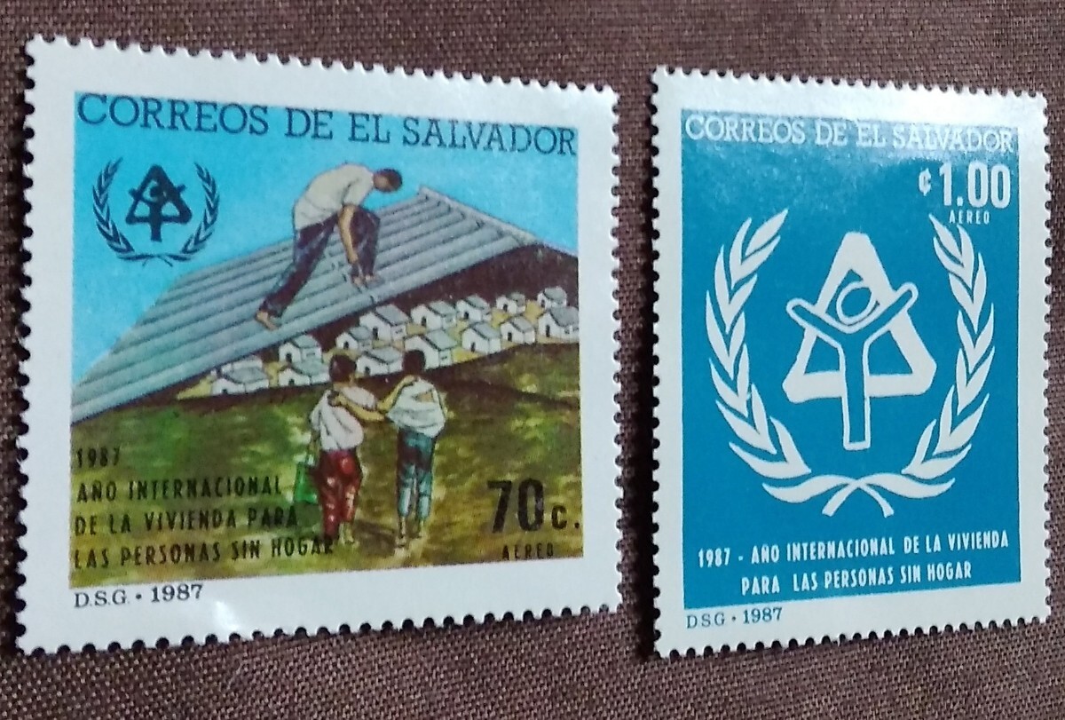 エルサルバドル 1987 国際ホームレス保護年 国際ホームレス住居年 2完 未使用糊なし 建築 福祉 生活 住宅 家の画像5