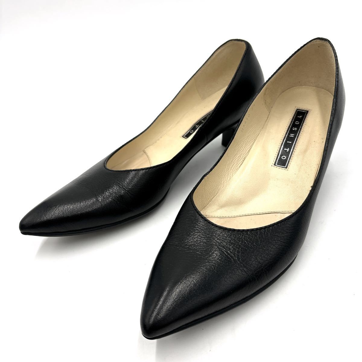 I ＊ ほぼ美品 '高級感溢れる' YOSHITO ヨシト 本革 ビジネスシューズ 革靴 ヒール / パンプス 24cm レディース 婦人靴 シューズ BLACK_画像1