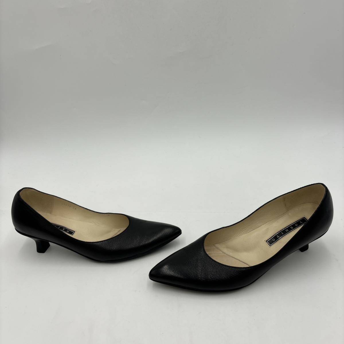 I ＊ ほぼ美品 '高級感溢れる' YOSHITO ヨシト 本革 ビジネスシューズ 革靴 ヒール / パンプス 24cm レディース 婦人靴 シューズ BLACK_画像3