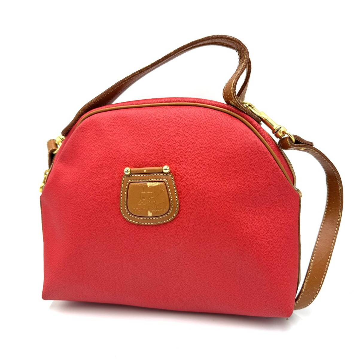 A * feeling of luxury overflow!! \' shoulder belt attaching \' Courreges Courreges 2WAY leather handbag handbag tote bag lady's woman bag RED