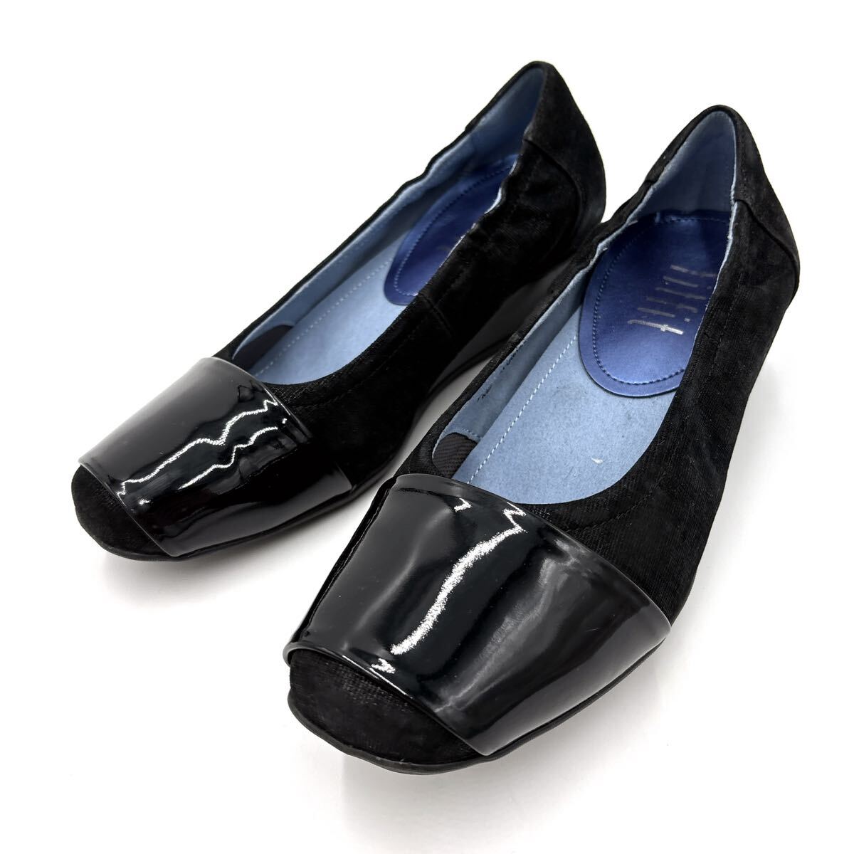 M ＊ 履き心地抜群 '人気モデル' fit fit フィットフィット ウエッジソール ヒール / パンプス 23cm レディース 婦人靴 シューズ BLACK_画像1