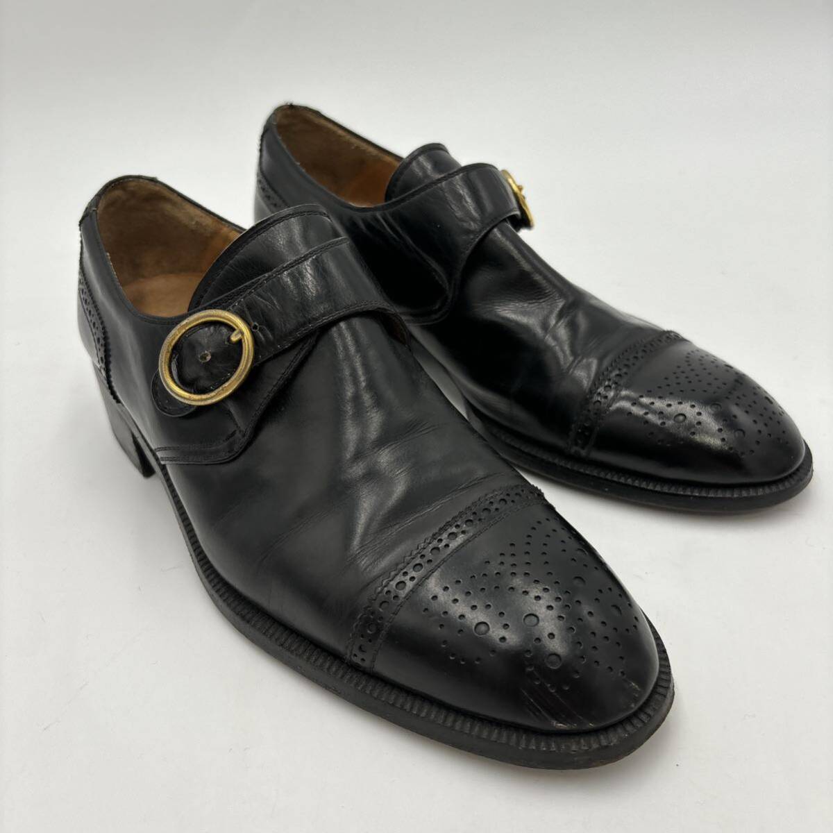 A ＊ イタリア製 '高級感溢れる' TANINO CRISCI タニノクリスチー 本革 モンクストラップ 革靴 ビジネスシューズ 5D 24cm メダリオン_画像2