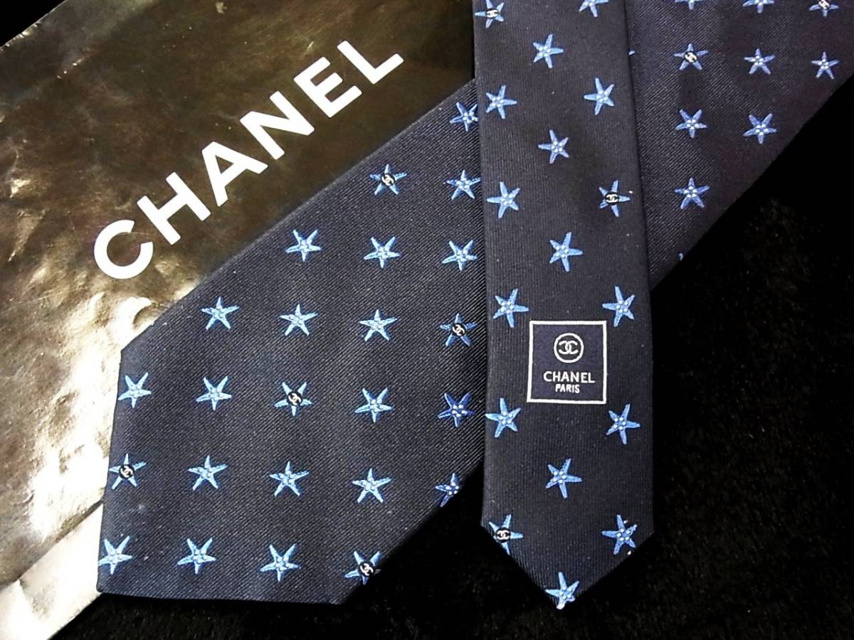 ♪:.*:1936【美品】シャネル【CHANEL】 総ＣＣロゴ柄 ネクタイ★_画像1