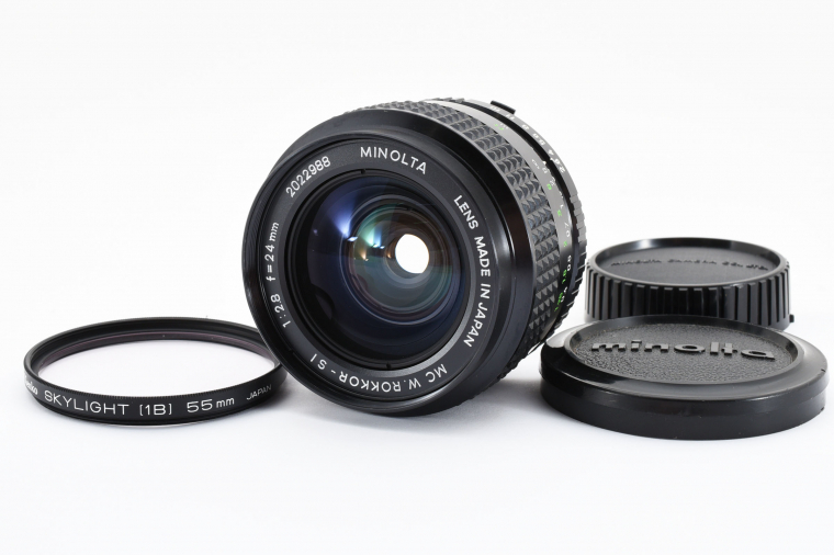 MINOLTA MC W.ROKKOR-SI 24mm F2.8 MF Wide Angle Lens 広角レンズ /フィルター、前後キャップ付き [美品] #2084149