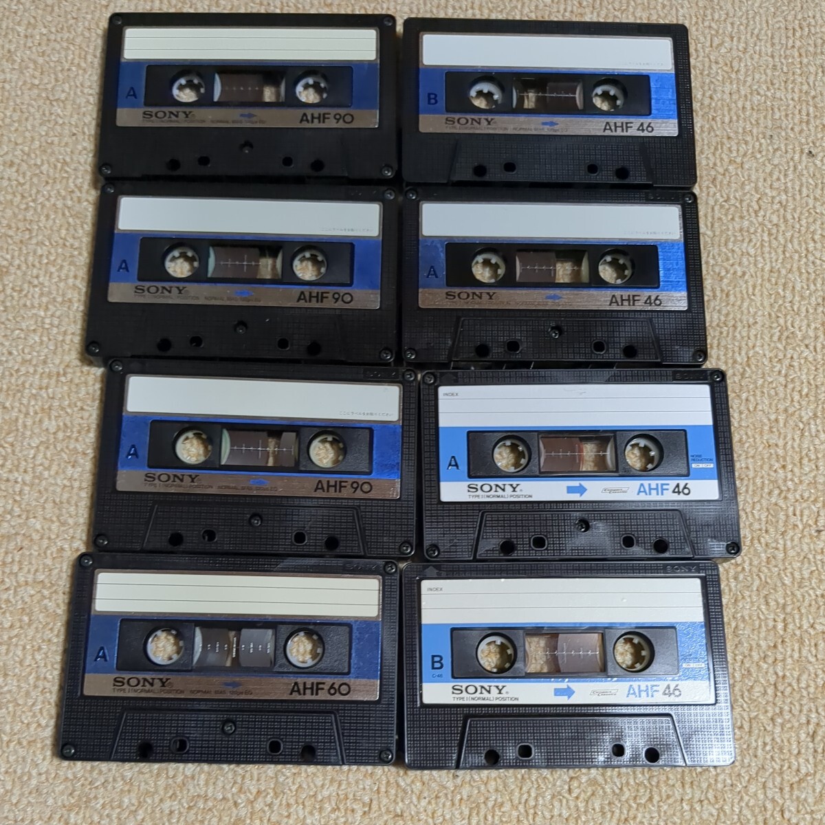 ジャンク　SONY　使用済み　カセットテープ　AHF 90 60 46　計8本　ソニー　当時物　昭和レトロ　ノーマルポジション_画像1
