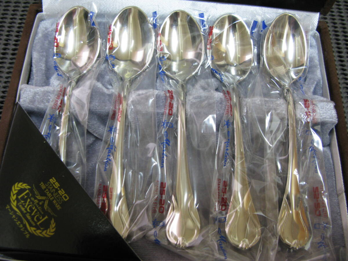  Marcia n/ Exiv ru* coffee spoon 5ps.@*25-20 stainless steel * unused storage goods 