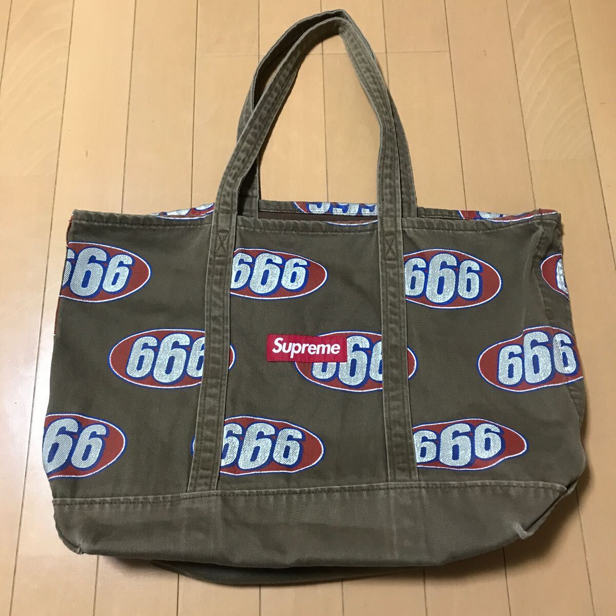 Supreme 17SS 666 Denim Tote シュプリーム デニムトート バッグ bag ベージュ