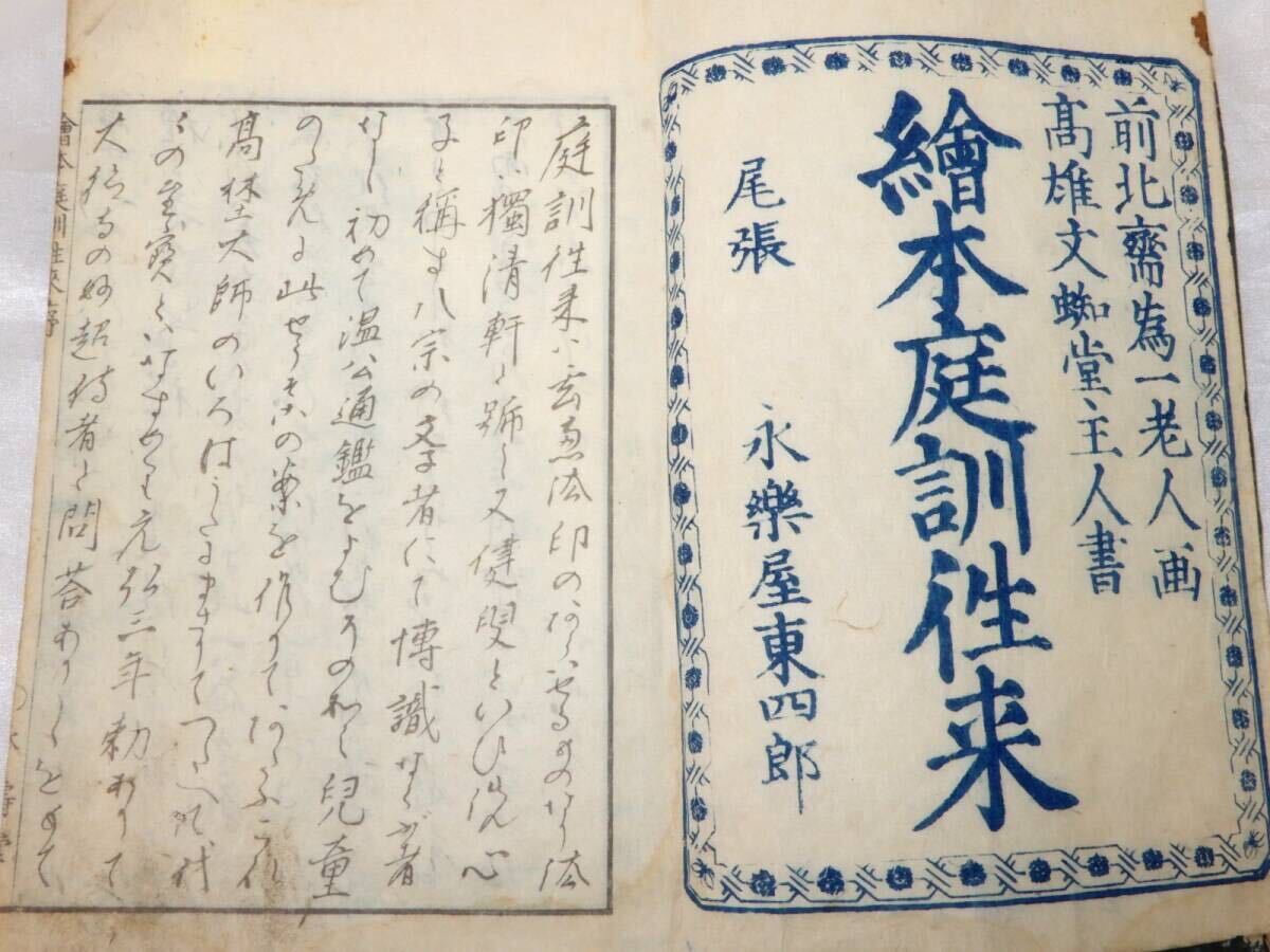 葛飾北斎 「繪本庭訓徃来 全」 永楽屋東四郎出版 題箋付 室町～明治初期に普及した往来物 古書 教育用絵画_画像3