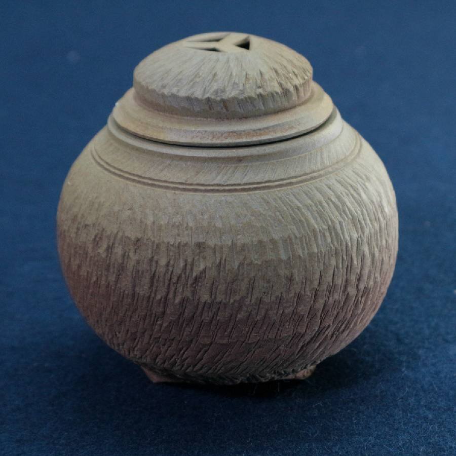 城山 在銘 陶器製 焼き物 香炉 茶道具◆801f14の画像1