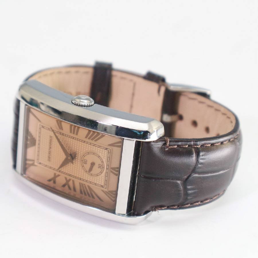  Emporio Armani кварц наручные часы AR-1605 черный ko style кожа Brown rek язык gyula- small second EMPORIO ARMANI*802f11